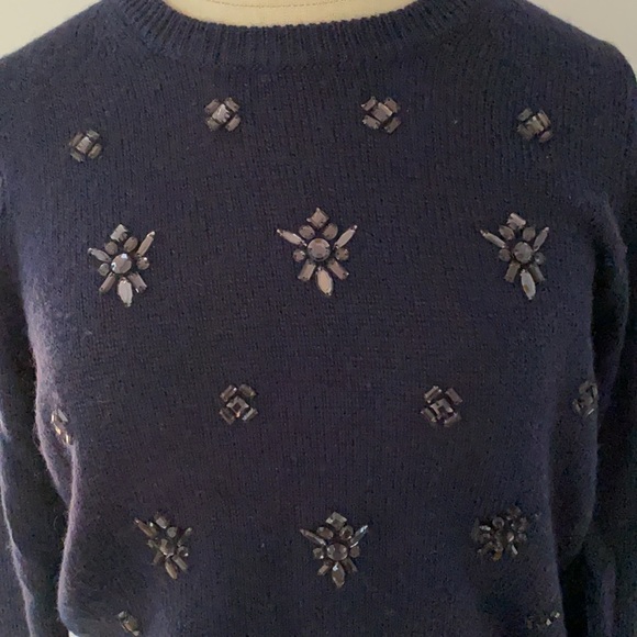 J Crew embellished navy sweater S - Picture 2 of 2